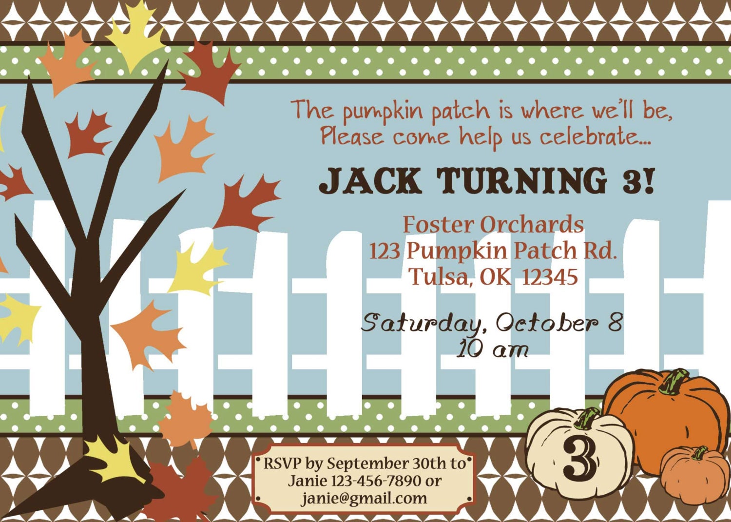 PriNTABLE Fall Halloween/Pumpkin Patch Party Invitation-DIY printable party collections by Luv Bug Design
