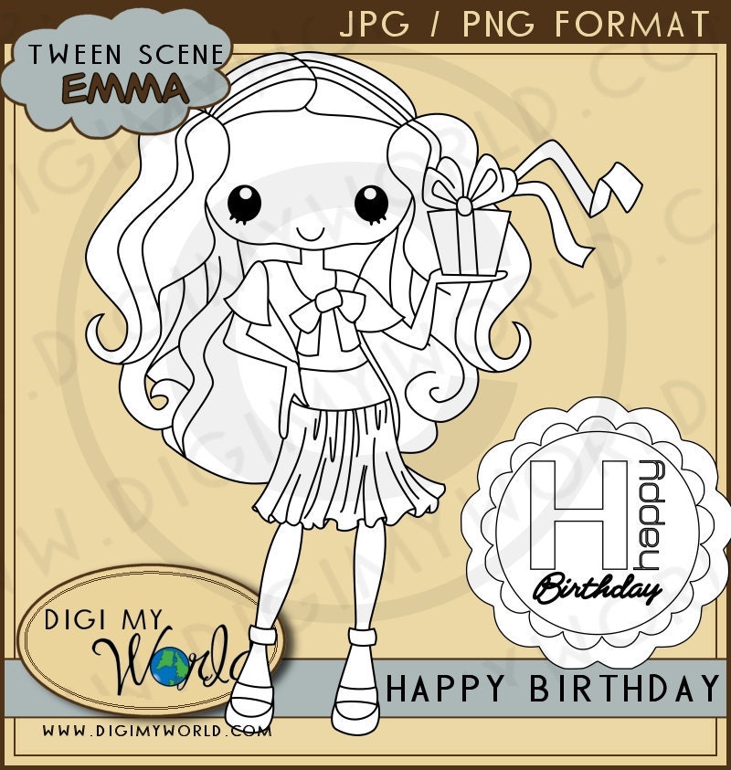 Birthday Tween Tweenager teenager girl Emma digital stamp