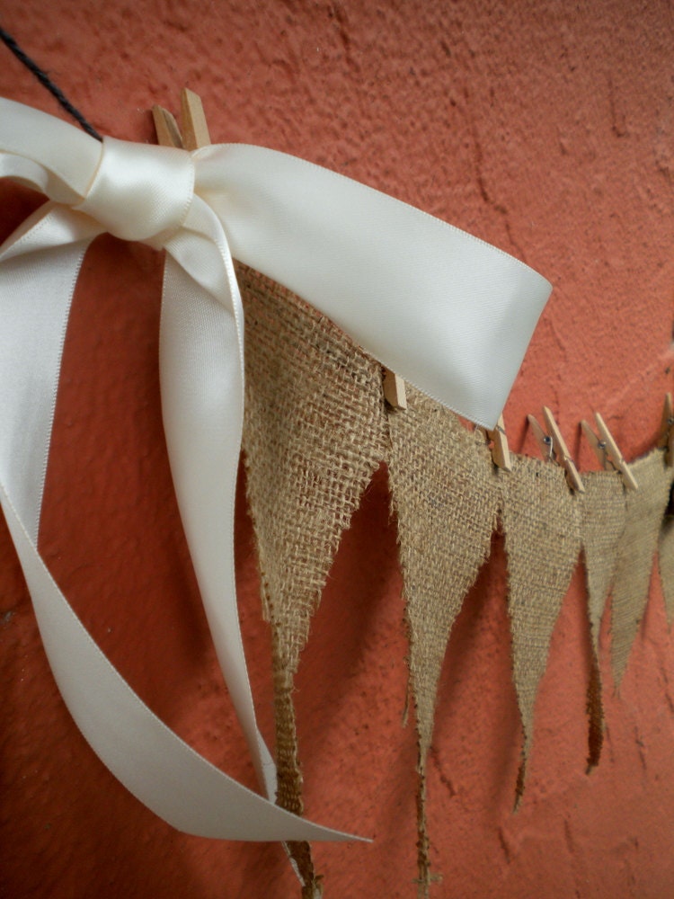 Burlap bunting banner