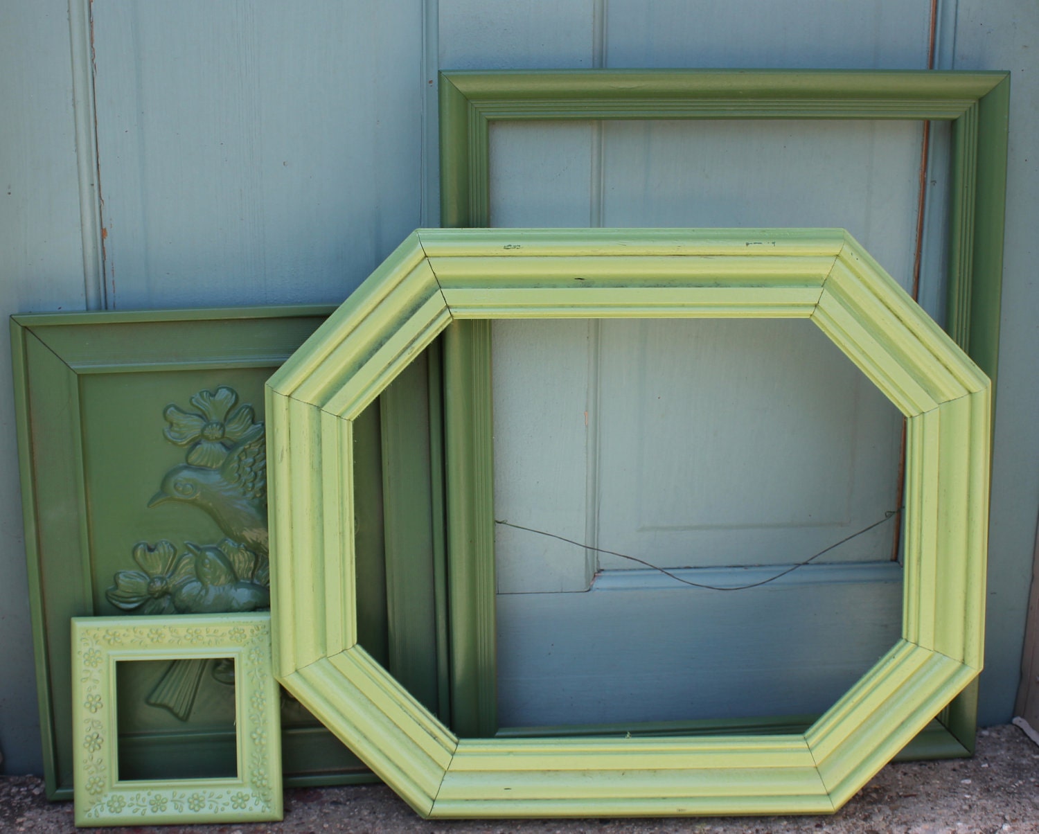 Set of 4 Ornate Vintage Frames- Green