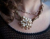 Pearl Pin and Leather Necklace