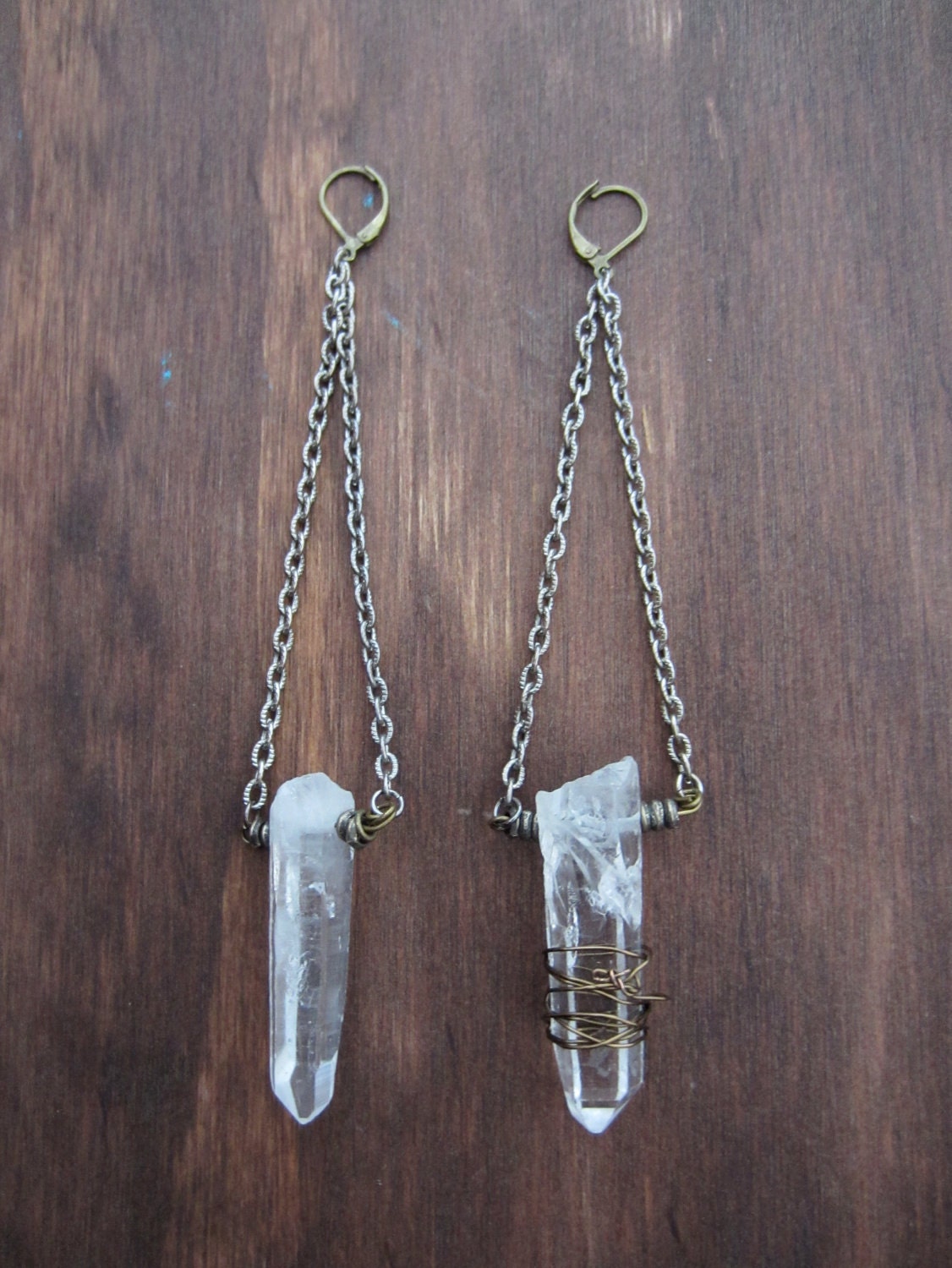 Silver Chain and Quartz Earrings