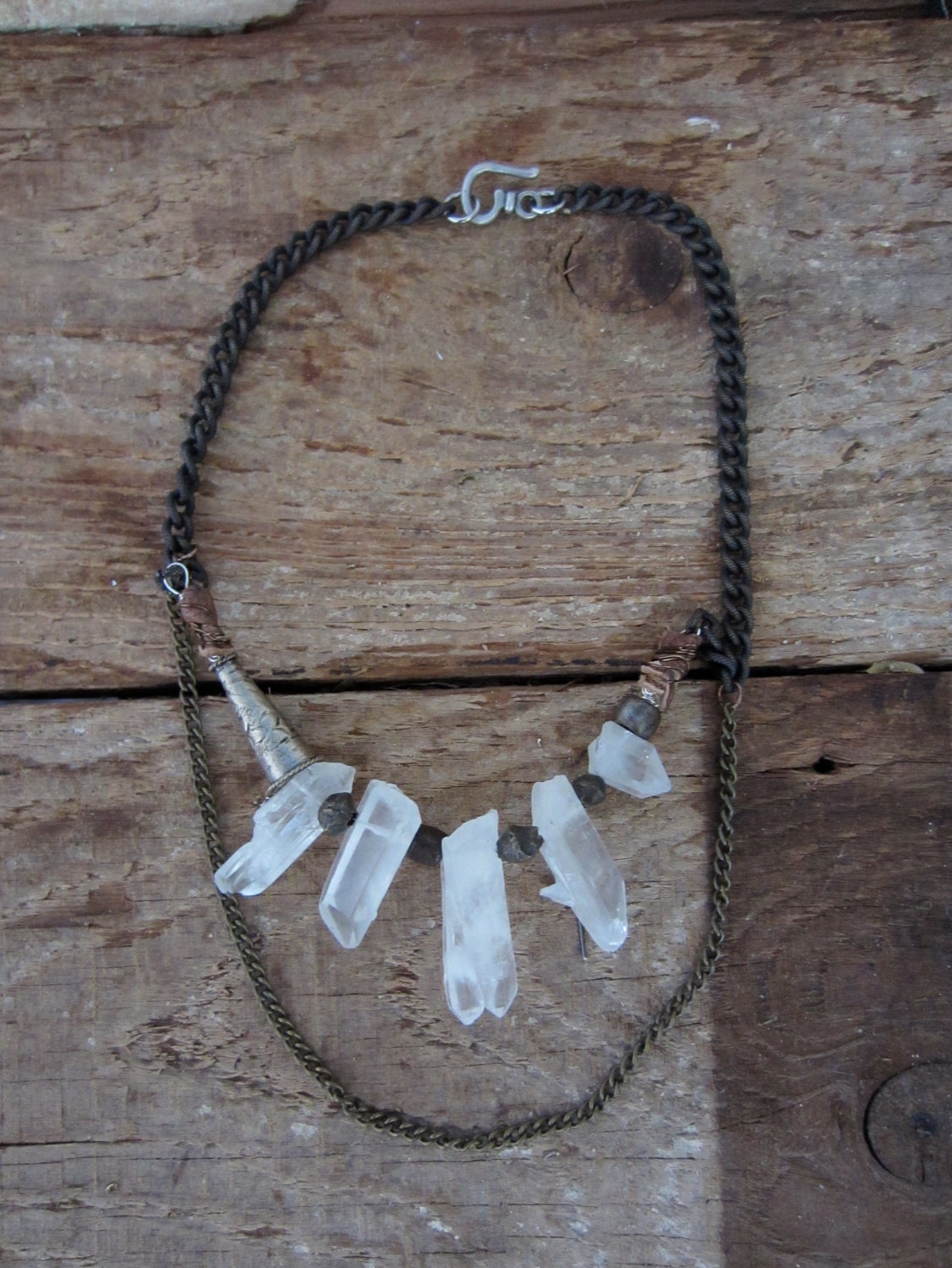 Quartz and Found Metal Necklace