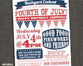 Fourth of July Party Invitation - BBQ - Clam Bake - Block Party - Fireworks - Printable or Printed for you