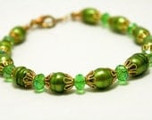 Green and Gold Pearl Bracelet