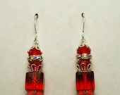 Elegant Red Glass Dangle Earrings