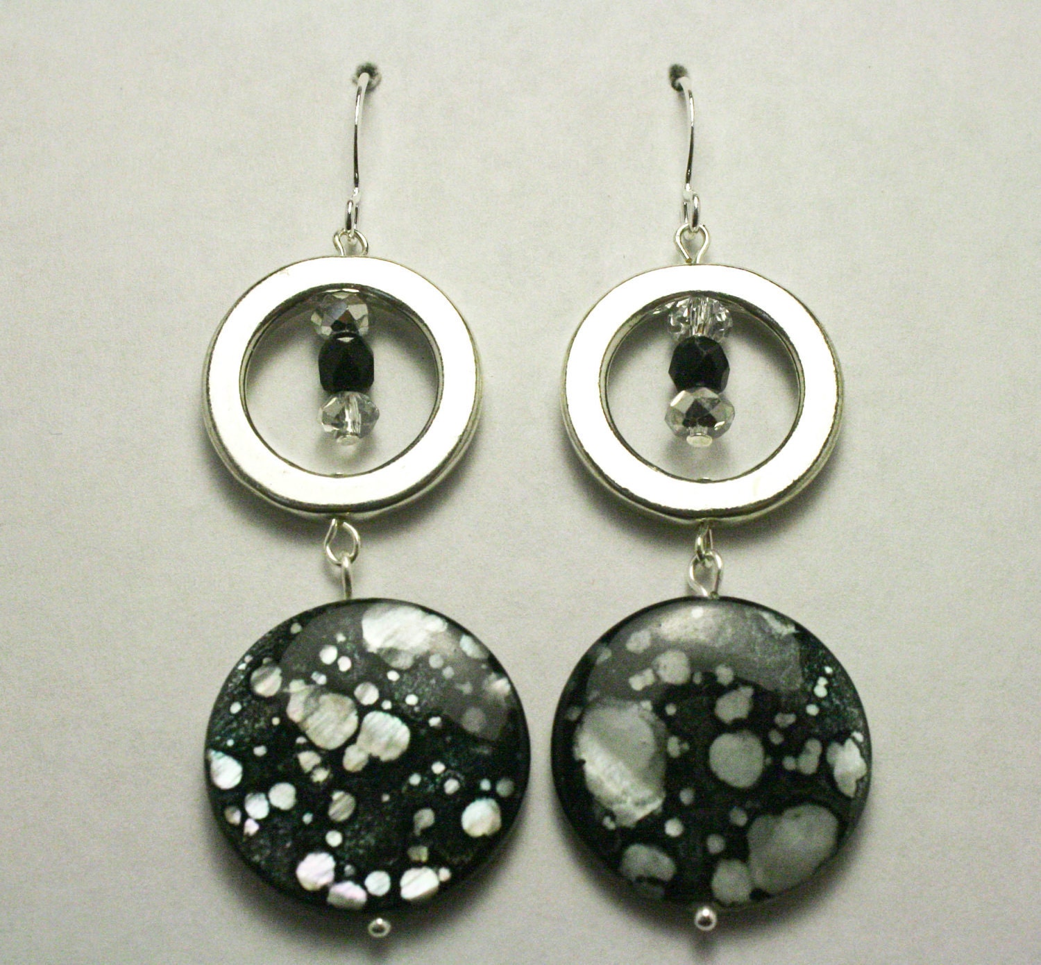 Black and White Spaller Paint Earrings