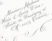 Calligraphy Envelope Addressing -  Grey on Ivory