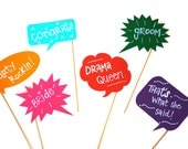 Colorful Chalkboard Photo Booth Props on a stick - Set of 6 Colored Chalk Board Photobooth Props - Includes Chalk