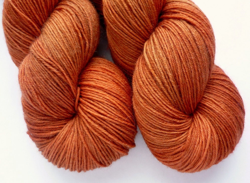 BFL Sock Yarn - Hand Dyed 75/25 BFL/Nylon Fingering Weight Yarn in Copper Penny Colorway