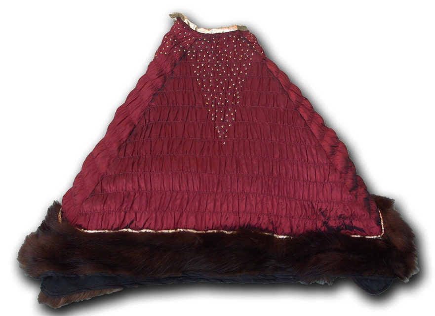 Christmas Tree Skirt: Black Mink, Taffeta and Dark Gold Crystals