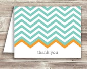 Teal Chevron Thank You Cards (Set of 10) - simplypaperie