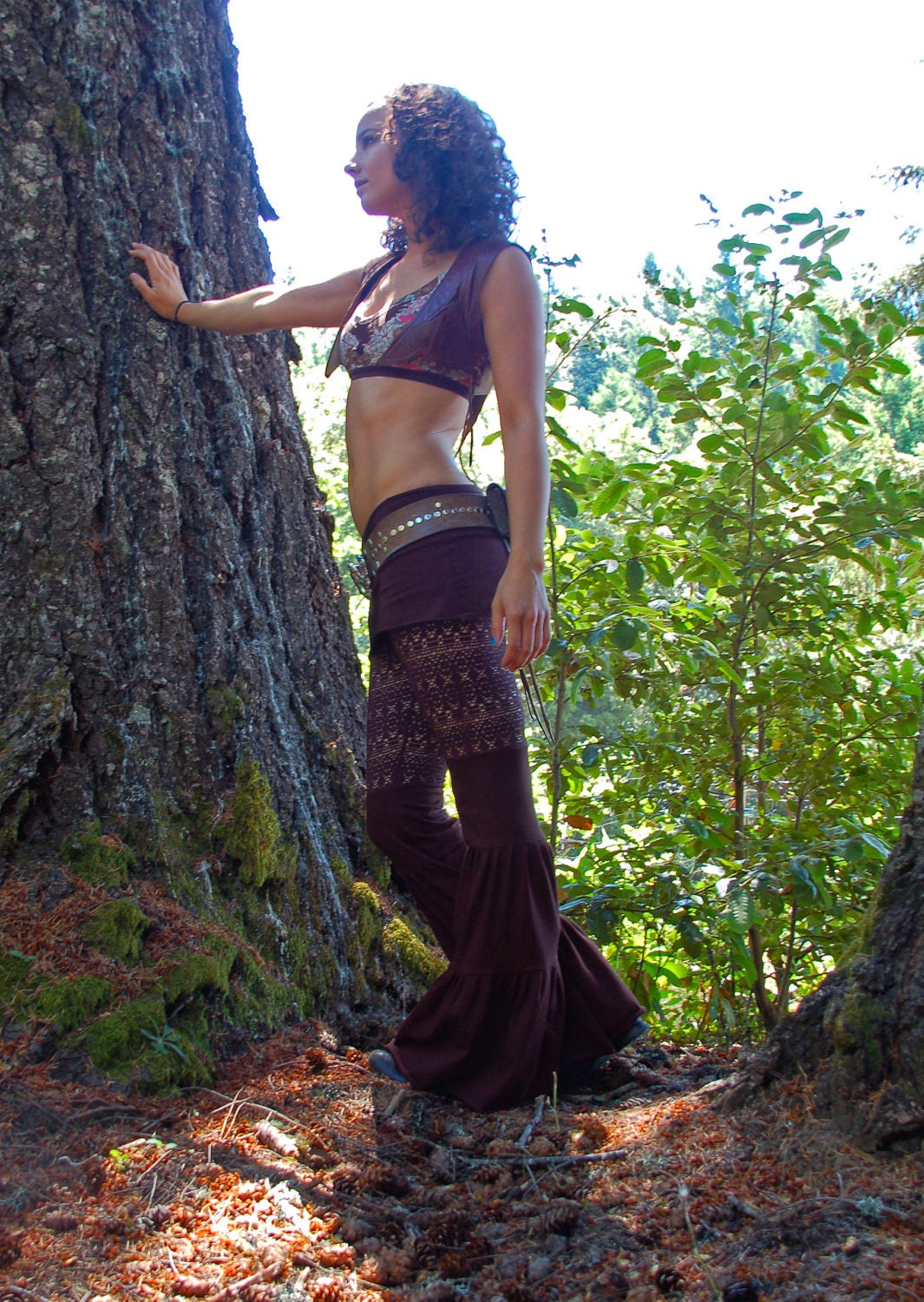Brown Tribal Cut  Zumi Pants - adjustable skirt length