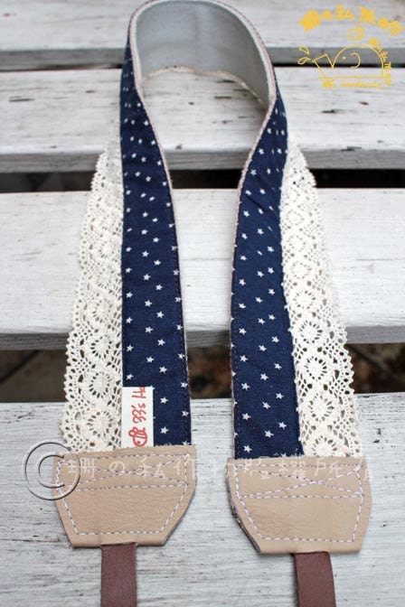 DSLR Camera strap (leather and webbing)---Lace style 6---little star