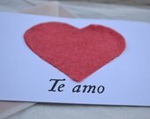Red Tissue Heart I Love You Card in Spanish