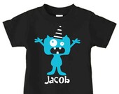 Personalized monster t-shirt, monster birthday t shirt for kids