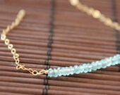 aqua blue apatite - beaded bar gold bracelet