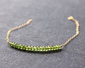 vesuvianite stones - beaded bar gold bracelet