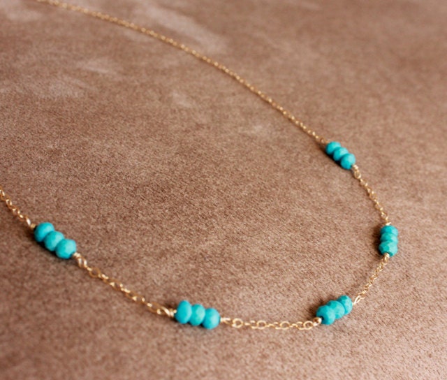 arizona turquoise - gold dash necklace