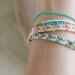 woven chevron gold bracelet - teal / grey