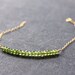 vesuvianite stones - beaded bar gold bracelet