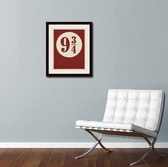 Harry Potter Minimalist Poster // Platform 9 3/4 with Distressed Effect 11" x 14" Poster Print // Typography Art