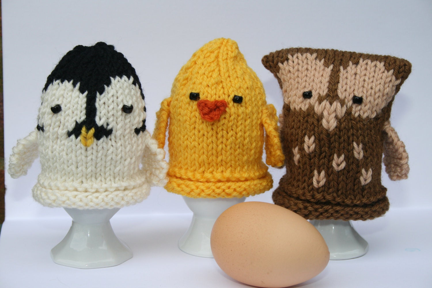 Owl, Chick and Penguin Egg Cozies - KNITTING PDF PATTERN