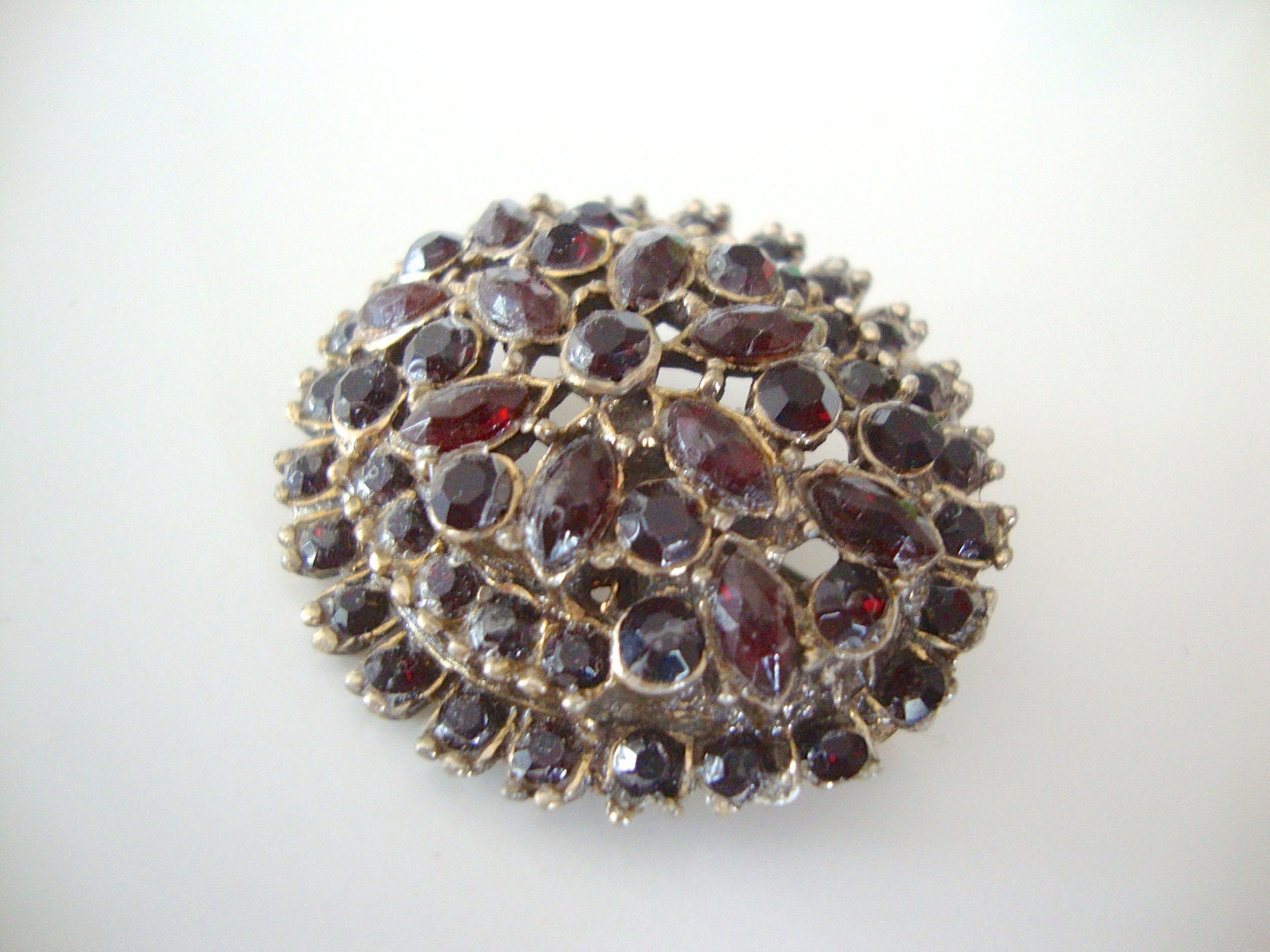 Vintage Garnet Bohemian Brooch Victorian Rose Cut Garnet Mad Men Retro Antique Party Jewelry