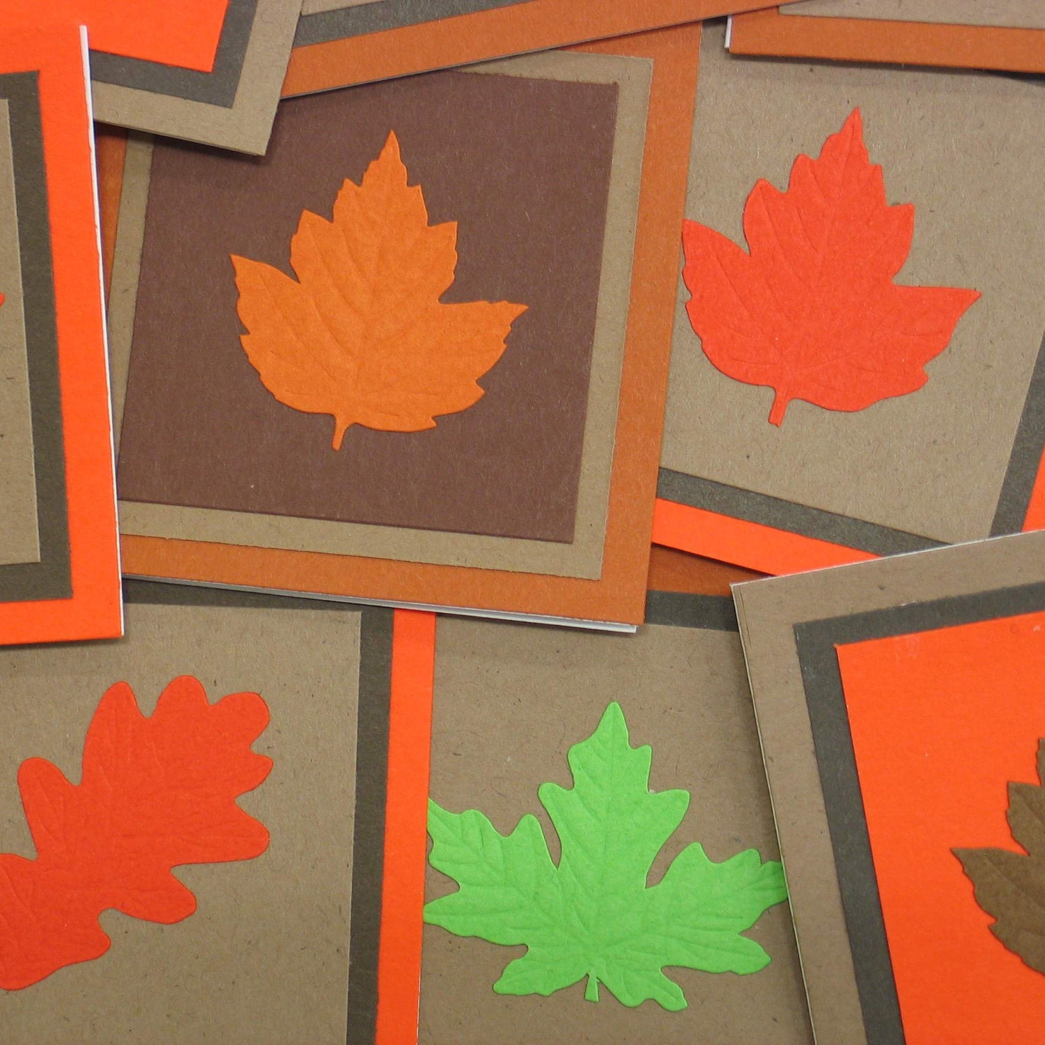 Autumn Leaves Mini Cards (set of 5) Thanksgiving - SandrasCardShop