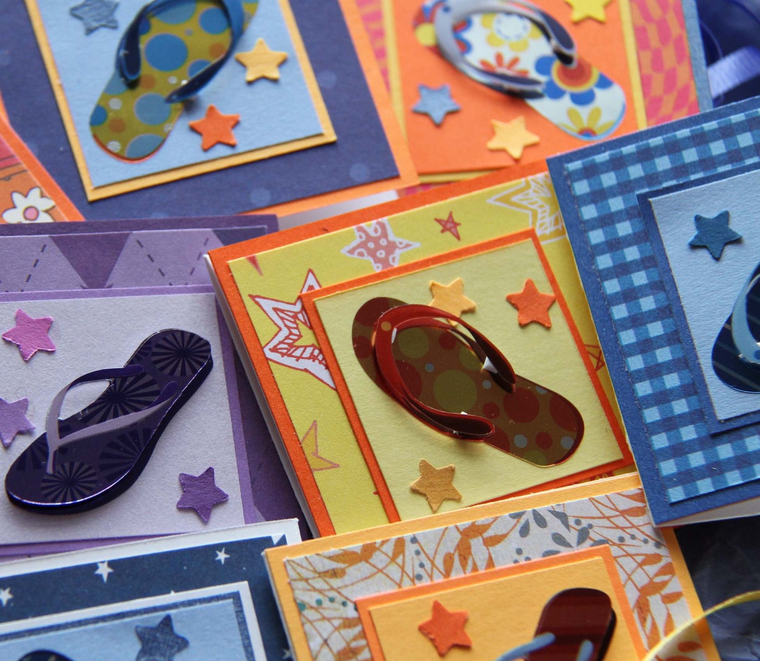 Flip flops colorful Mini Cards (set of 5) gift tags