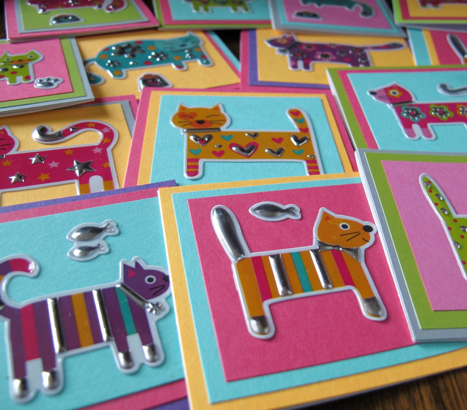 Cat Mini Cards (set of 5) neon
