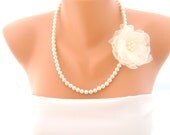Wedding necklace organza flower full strand bridal necklace bridesmaid gifts wedding jewelry bridal jewelry