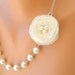 wedding jewelry pearl and cream white organza rose wedding necklace bridal necklace bridesmaid gifts bridesmaid necklace
