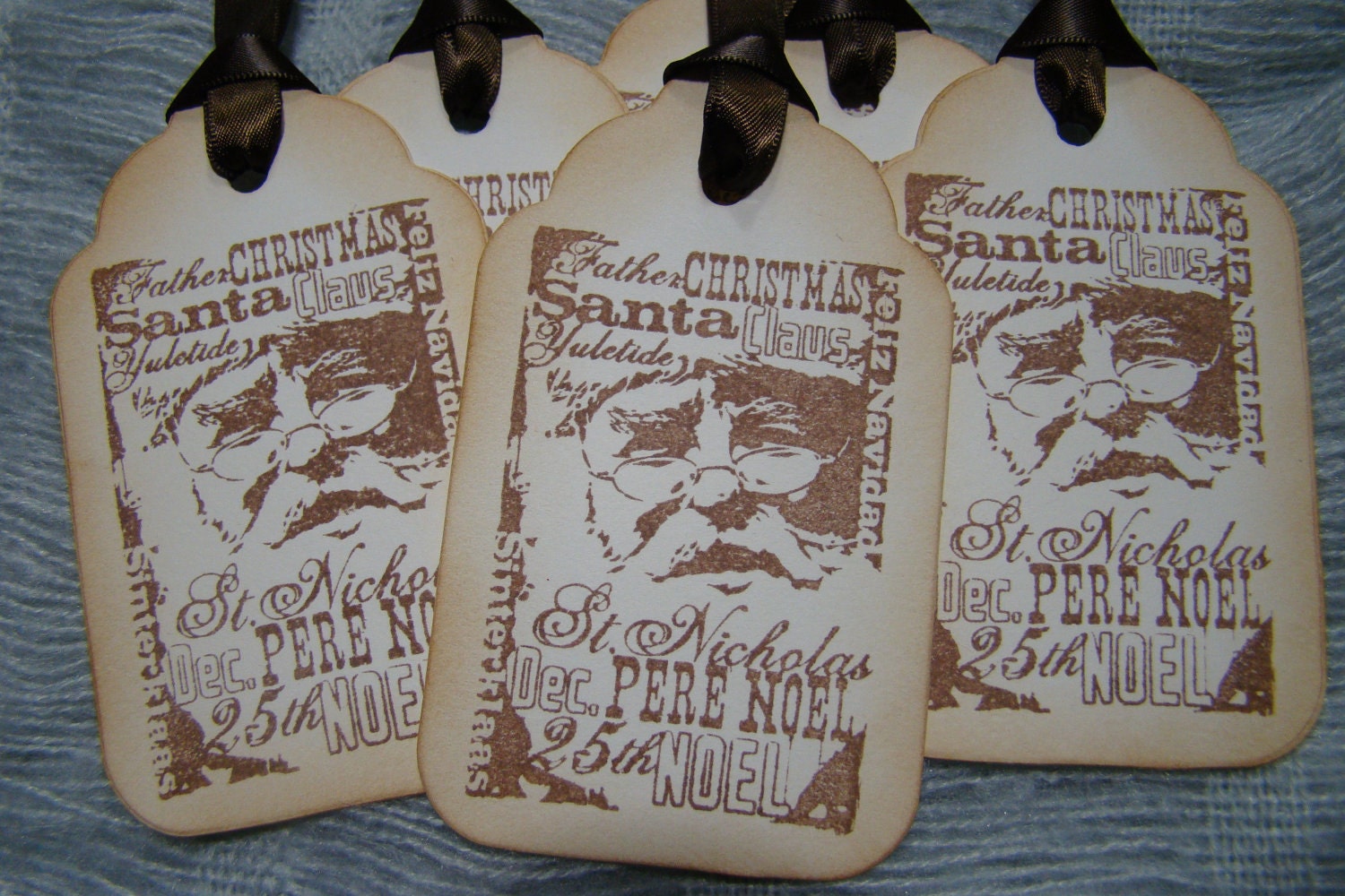 Vintage Inspired Santa by Many Names Christmas Gift Tags