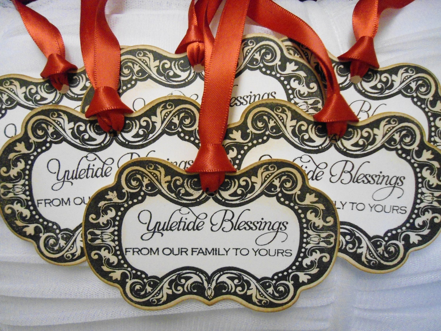 Yuletide Blessings - Vintage Inspired Holiday Gift Tags - set of six (6)