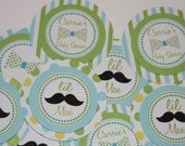 Mustache & Bow tie Cupcake toppers, DIY, cake toppers, thank you tags, personalized, Tie, lil man, mustache