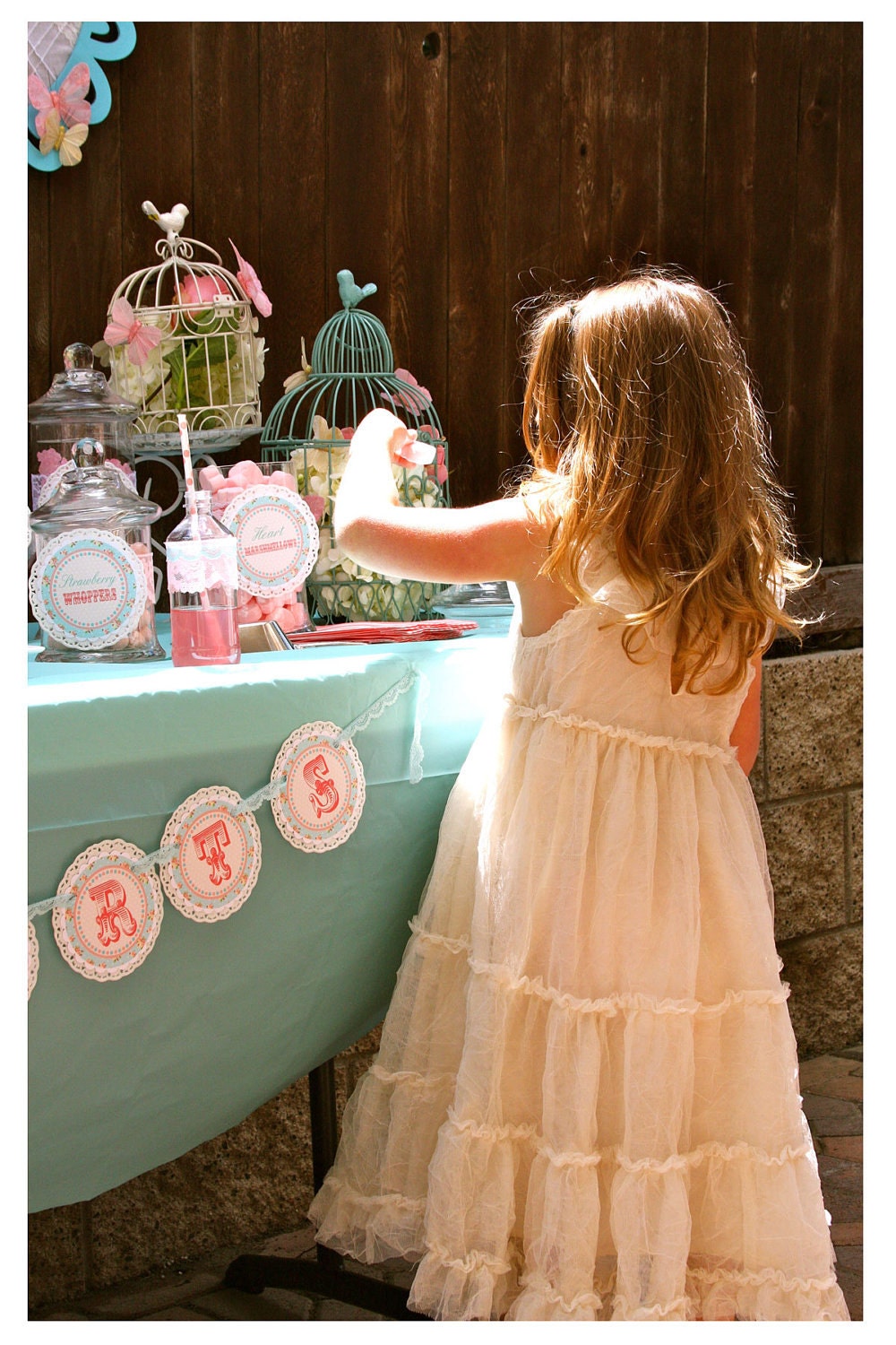 Shabby Chic Butterfly Banner DIY VERSION, Vintage Banner, Doilies, Rose Banner