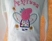 T-shirt with Princess Pig applique complete with monogram