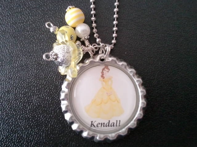 PERSONALIZED Disney Beauty and the Beast----Princess Belle----Bottle Cap Necklace--Goody Bag--Party Favor--Birthday