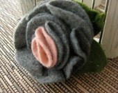Bohemian Charcoal and Pink eco friendly felt flower headband, clip or pin