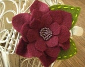 Sugar Plum Beaded Eco Felt fabric flower hair clip