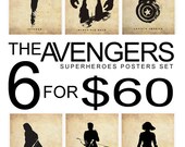 The Avengers Superheroes Iron Man, Hawkeye, Black Widow, Thor, Incredible Hulk and Captain America Superheroes Poster Set 11x17