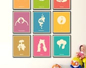 Pixar Minimalist Poster Set - Monsters Inc, A Bug's Life, Toy Story, The Incredibles, Finding Nemo, Up, Wall-E, Brave and Ratatouille 8"x10"