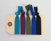 elastic hair ties peacock inspired colors hair accessories set of 5