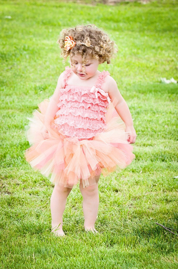 Tutu Baby Toddler Girl Tutu - Tropical Sunset Summer Tutu - 6 Months to 5T - Matching Satin Flower Clip