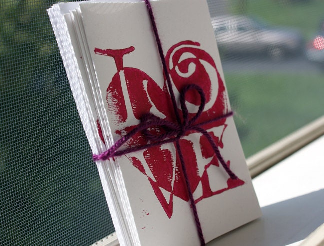 Hand-printed 4x6 LOVE cards (pack of six)