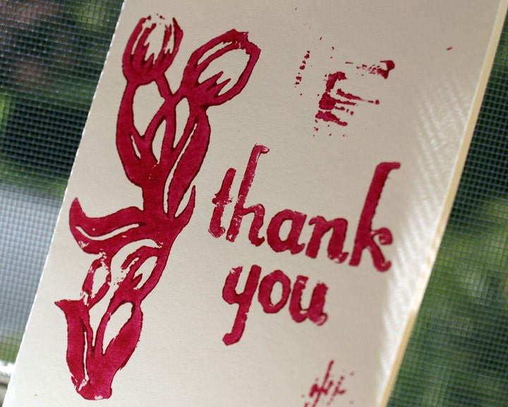 Hand-printed 4x6 Tulip Thank You cards (pack of 5)