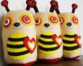 BOObeloobie Bumble the Bee in Yellow, Black, Red and white with cream