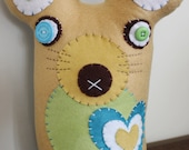 BOObeloobie Miley the Mouse in Blue, Green, Cream, White and Chocolate brown with button detail