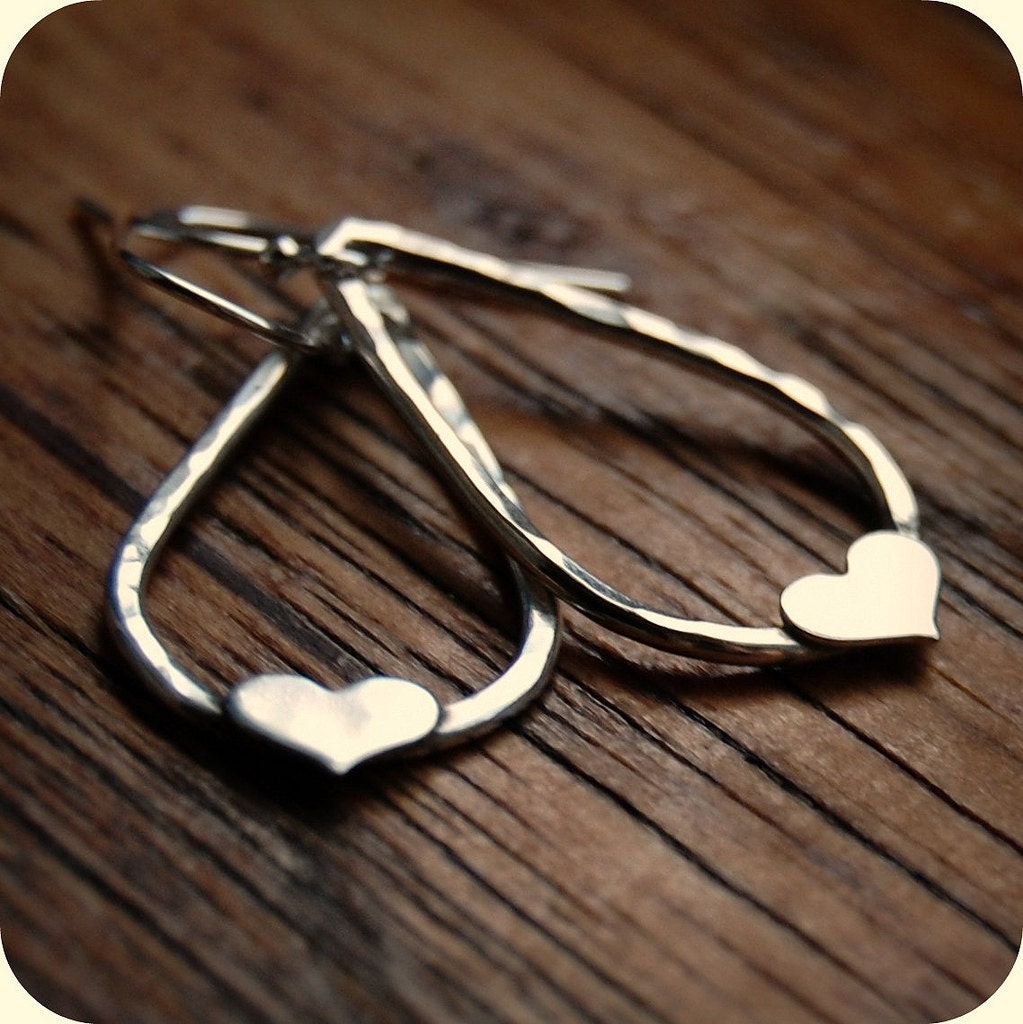 Sterling Silver Earrings - Recycled Sterling Silver - Eco Friendly - Heart in a Teardrop